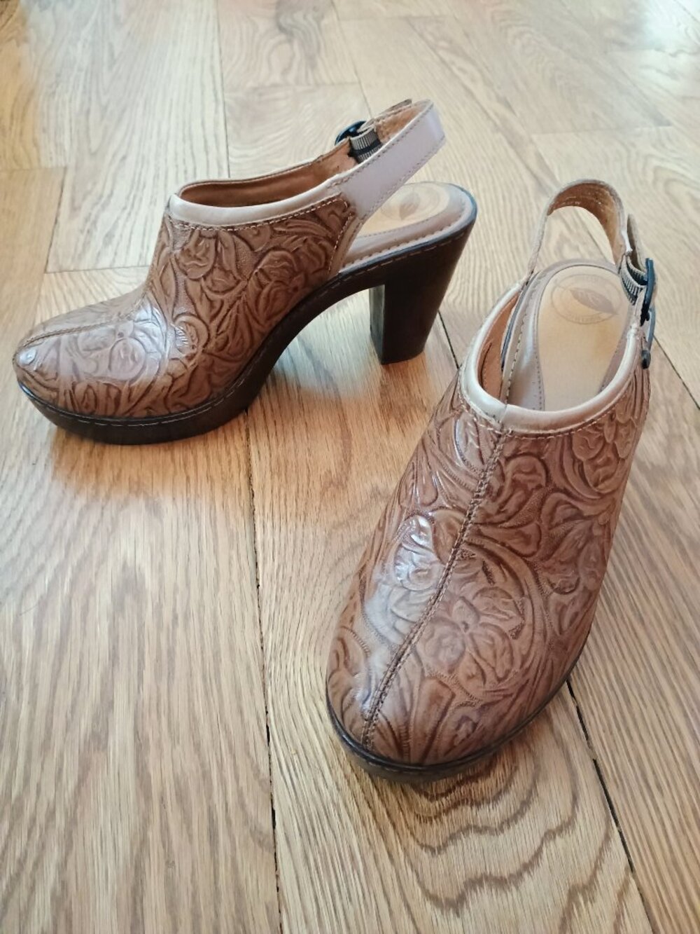 Beautiful Tooled High Heel Clogs